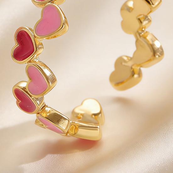 Women Ring Opening Adjustable Lightweight Finger Ring Golden Plated Hollow Heart Design Finger Band Jewelry Gift