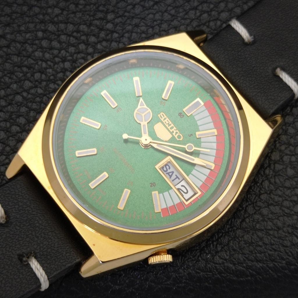 SEIKO 5 AUTOMATIC VINTAGE REFURBISHED 6309A JAPAN MENS GREEN WATCH a440704-4
