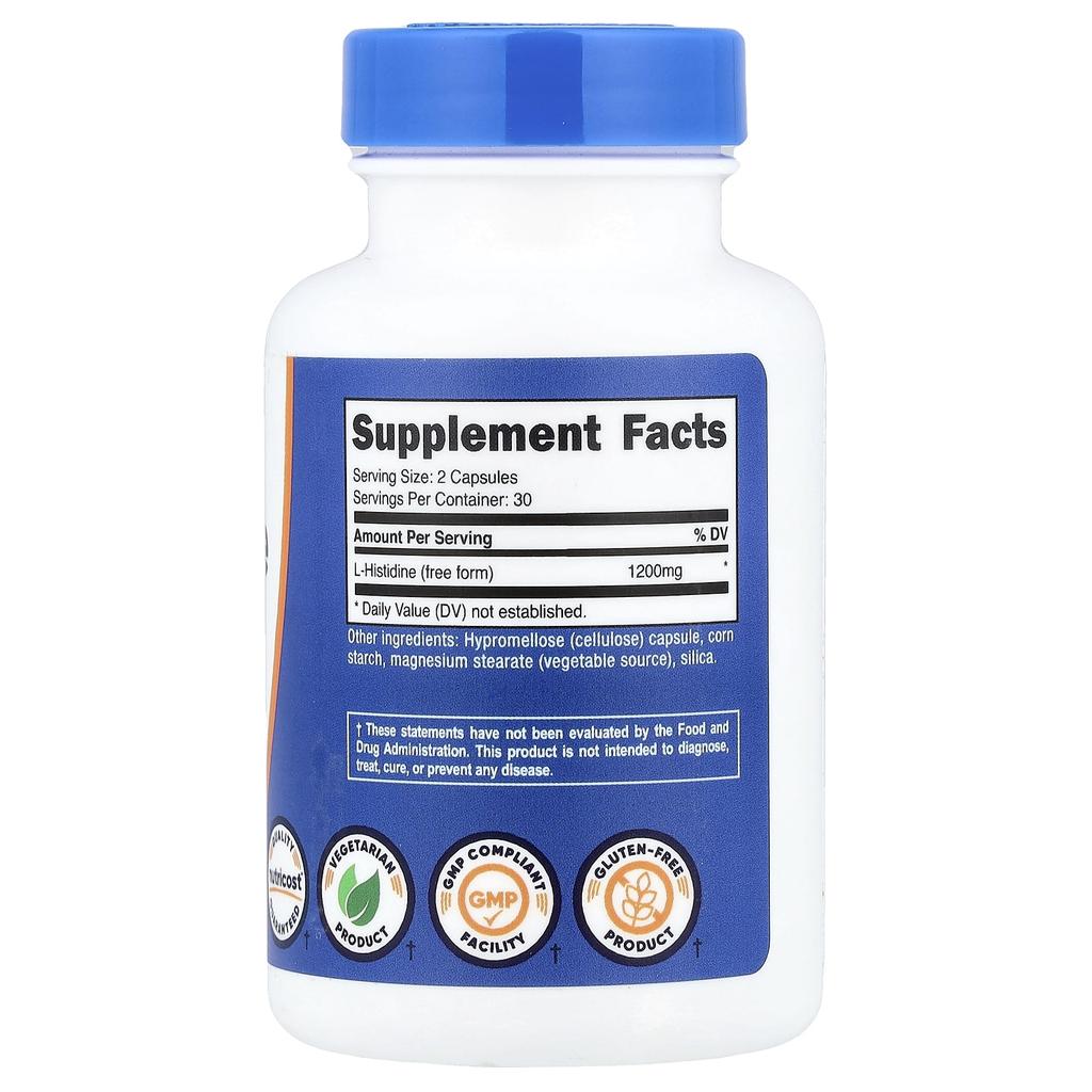 Nutricost, l-histidine, 60 capsules (600 mg per capsule)