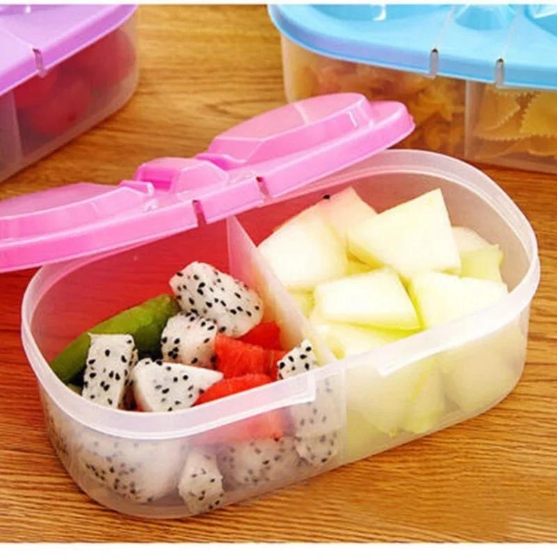 Household Daily Plastic Insulated Box Travel Outdoor Portable Packaging Box Fruit Food Lunch Box Double Open Lid Storage Box