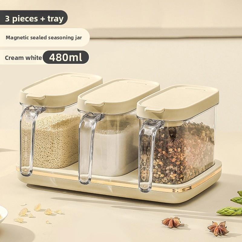 Glass Salt Dispenser Jar With Sealed Lid For Kitchen Storage And Seasoning