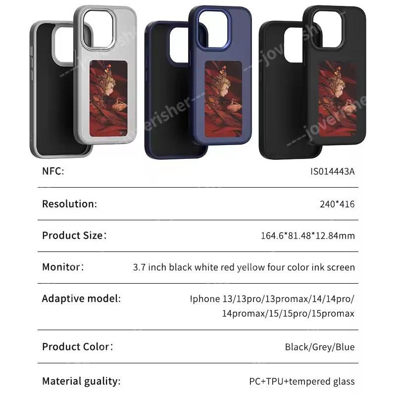 NFC DIY Picture Ink telefondeksel for iPhone 16 15 14 13 12 Pro Max DIY-deksel Skjermtelefondeksel Cartoon Protection Funda batterifri