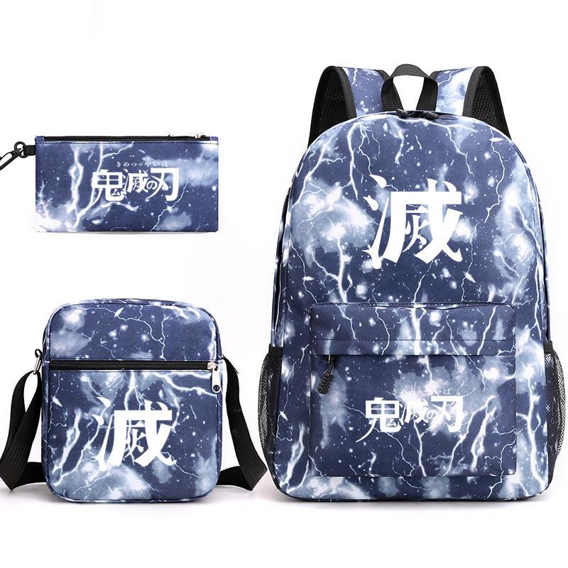 Anime Ghost Destroyer Blade Three-piece School Bag Small Shoulder Pencil Bag Primary and Secondary School Students Backpack