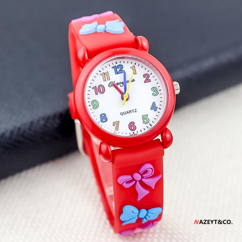 Cute Cartoon 3D Bowknot Children Watch Kids Student Watches