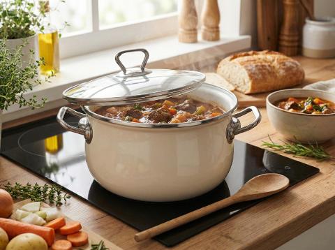 Enamelled Pot Bliss 18Cm 2.8L With Lid Cream