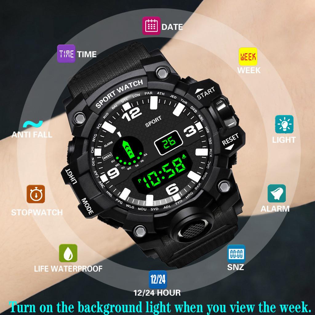 Outdoor Mens Digital Sports Watch With Silicone Strap For Running And Fitness