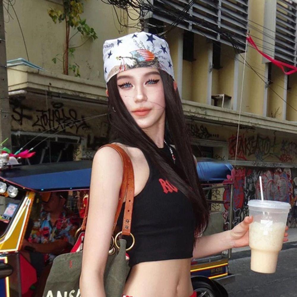 Star Printed Headscarf All-match Small Square Scarf Retro Y2k Print Turban Spice Girls
