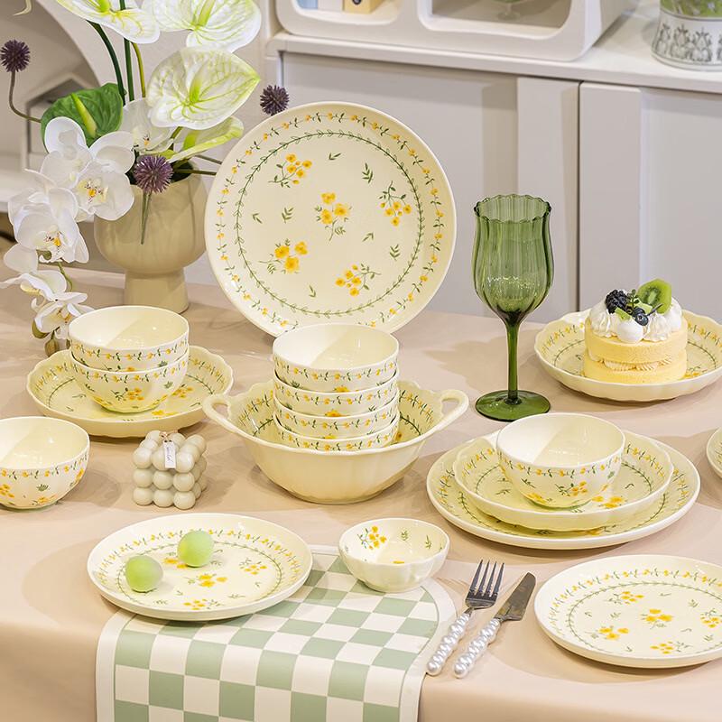 Ruhan Spring Violet Underglaze Ceramic Rice Bowl Set