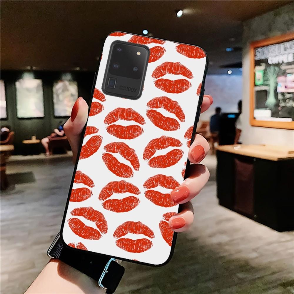 Sexy Girl red Lips Kiss Phone Case For Samsung S 9 10 20 21 22 23 30 23 24 plus lite Ultra FE S10lite Fundas