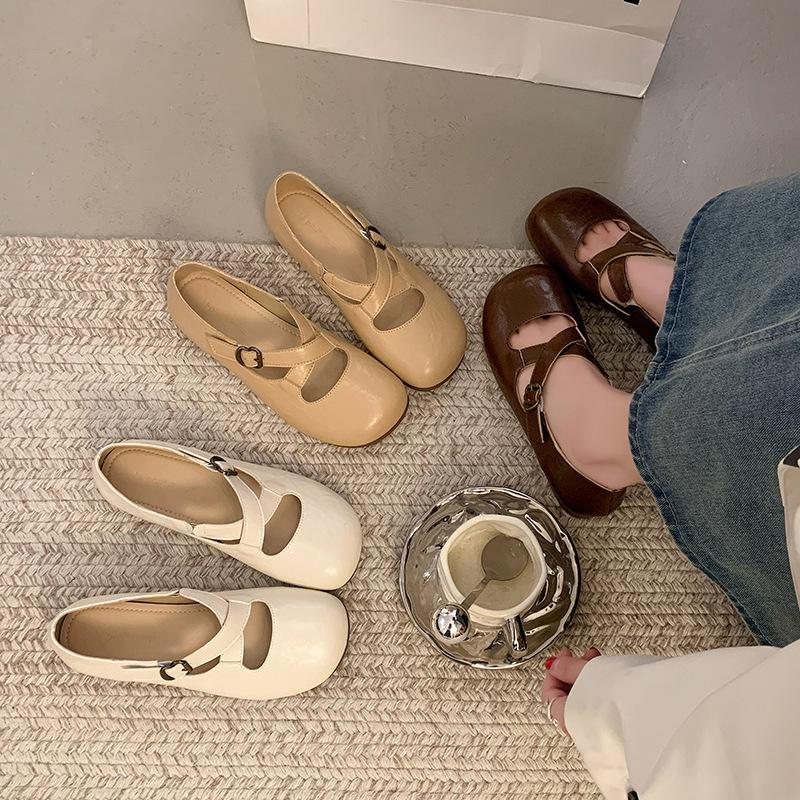 New Mary Jane 2025 single shoes women's gentle with French skirt Doudou shoes evening breeze spring and summer flat-bottomed small leather shoes
