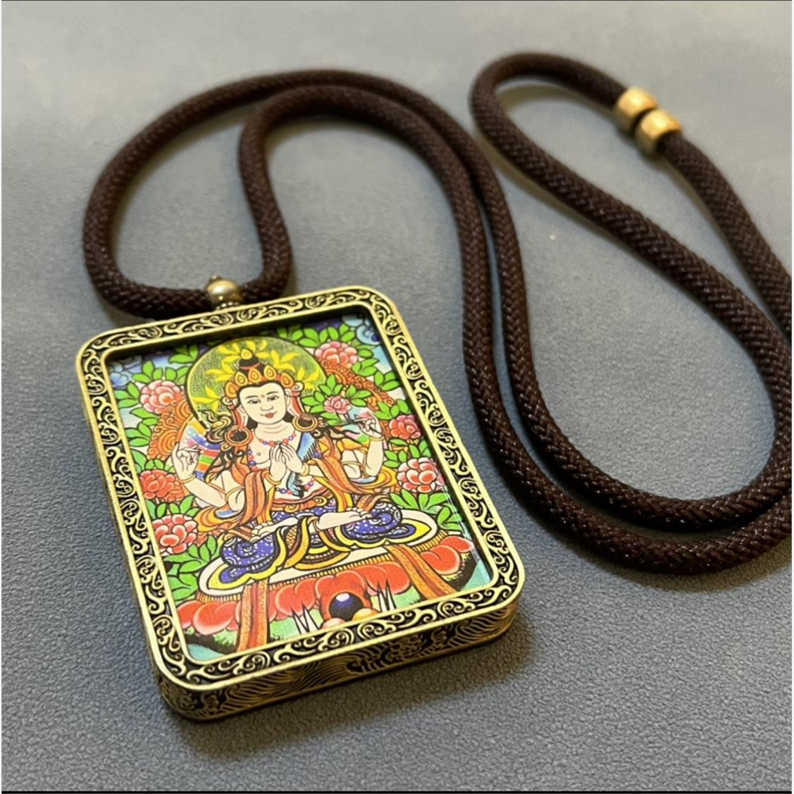 Five Road Wealth God Thangka Pendant Amulet Nelace Yellow Wealth Bla Wealth Gau Box Zodiac Protector Buddha Seal