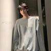 Men's Heavyweight White-Gray Fleece Hoodie: Autumn/Winter Loose Fit, Round Neck Long-Sleeve Pullover