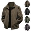 Men's Casual Loose Thin Stand-up Collar Jacket, Men's And Windproof Zipper Color Coat