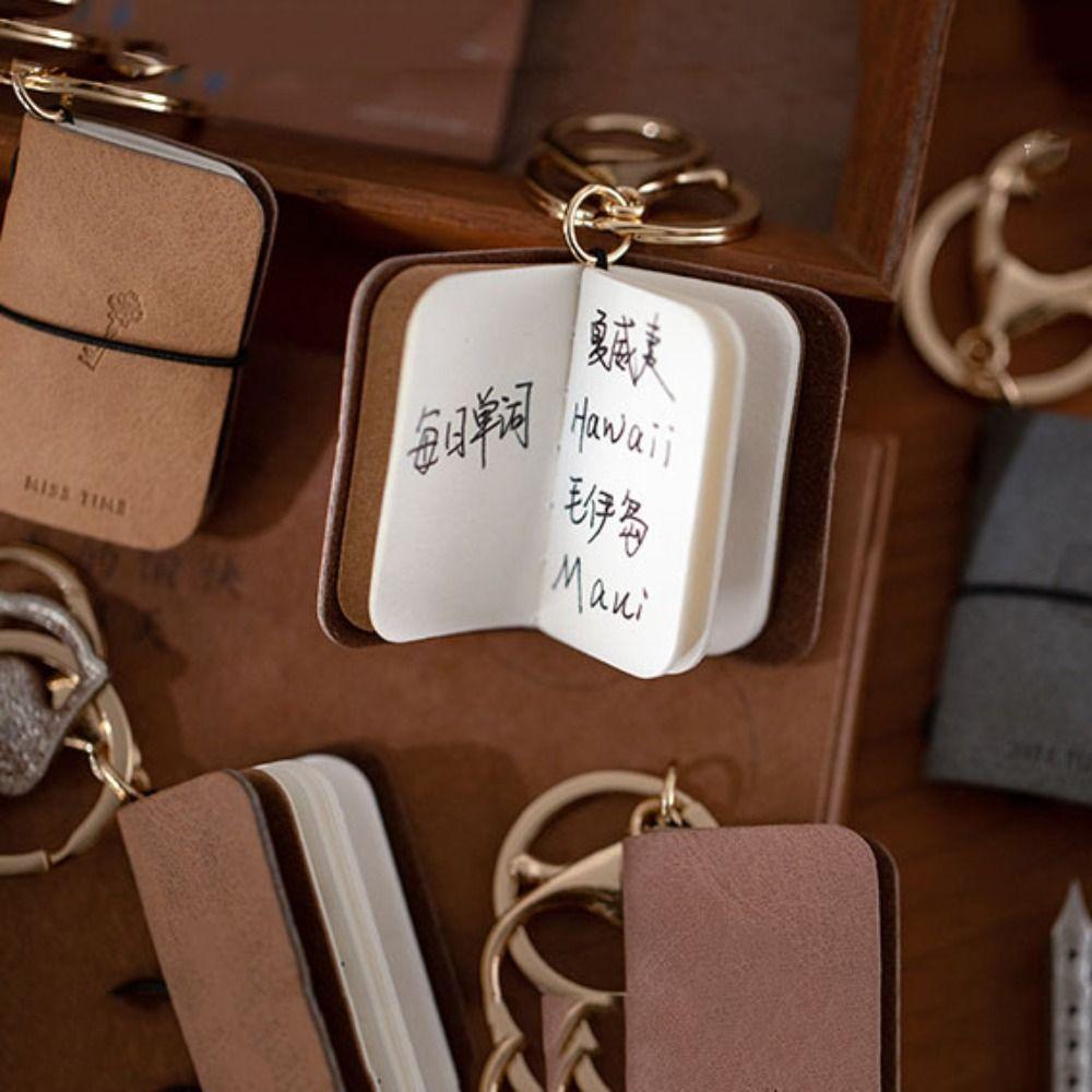 Cowhide Cover Tiny Leather Notebook Charm Decorative Travel Sketchbook Planner Backpack Decoration