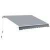 Awning 3.95 X 2.45 M Sun Protection Retractable With Hand Crank Metal Frame Polyester Gray White