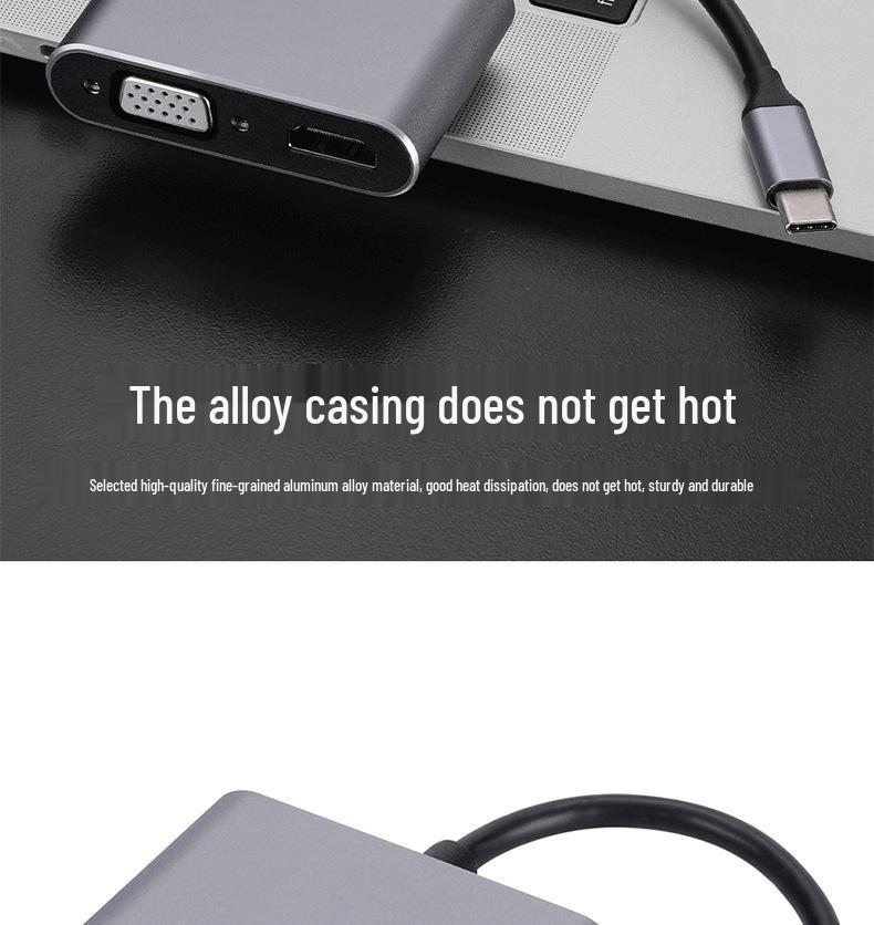 USB-C To HDMI & VGA Dual Display 4K Adapter