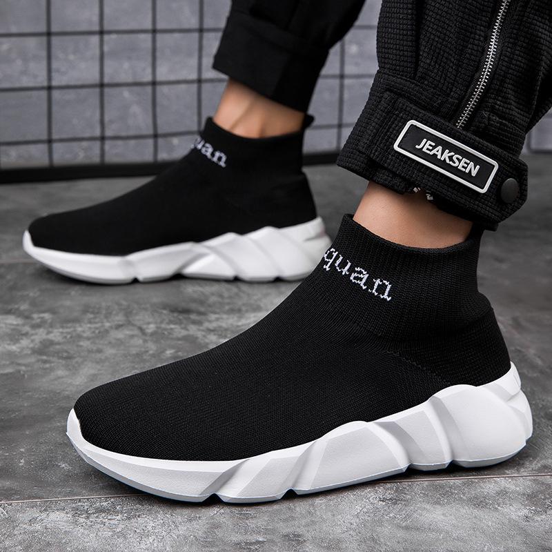 Middle-aged and elderly socks shoes women's shoes spring and autumn casual shoes men's sports shoes soft-soled fly-woven socks shoes platform running