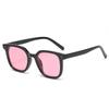 Trendy Blush Gradient Sunglasses with Metal Rivets and Jelly Frames