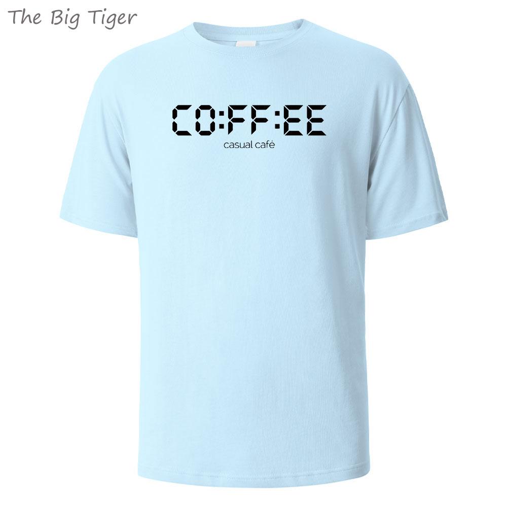 Coffie Printed Essential Cotton Tee Simple Crew Neck Design Soft Breathable Fabric Unisex Short Sleeve Shirt