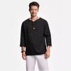 Men's V-Neck Long-Sleeve Cotton Linen Shirt - Anti-Theft Policy Applied