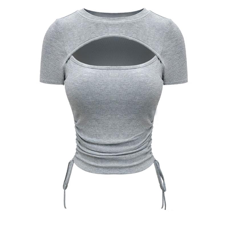 Women s Summer Drawstring Yoga & Training Short Sleeve T-Shirt S-XL