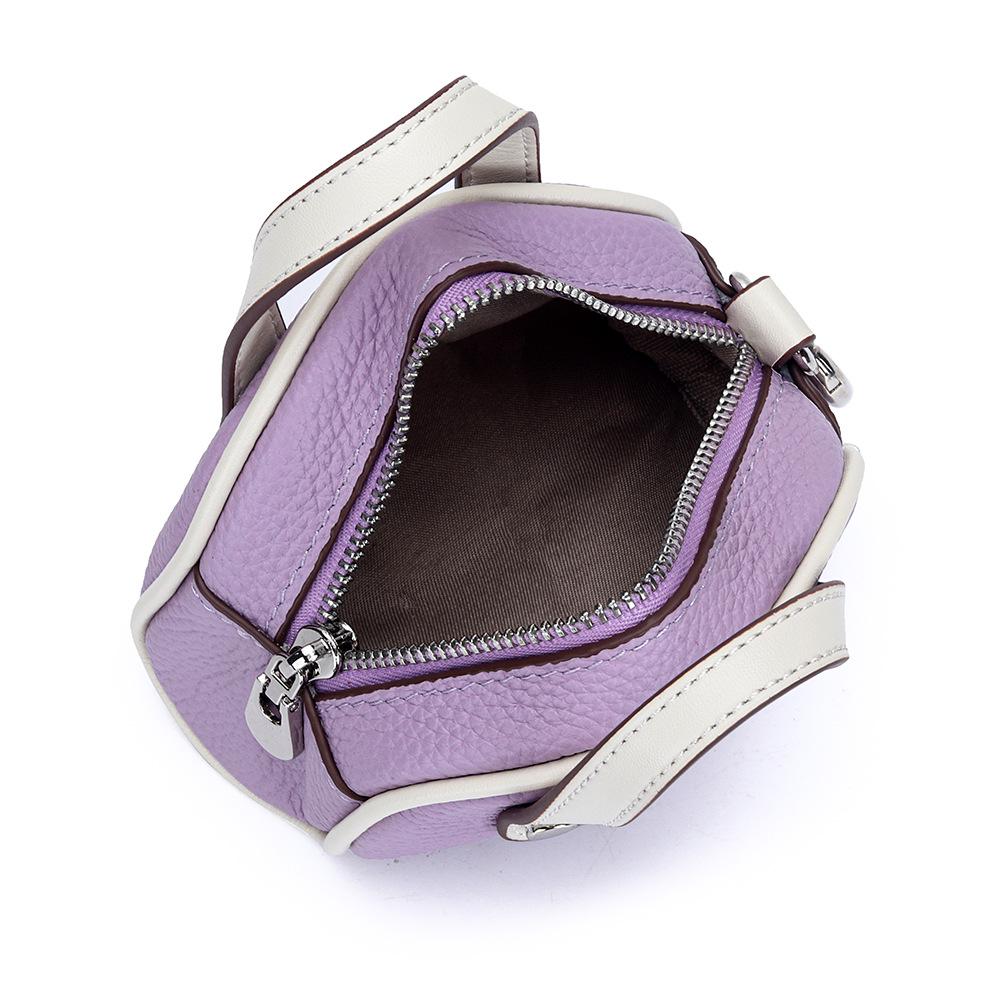 Genuine Leather Mini Lanyard Coin Purse - Ladies Bowling Style Lipstick Storage Bag