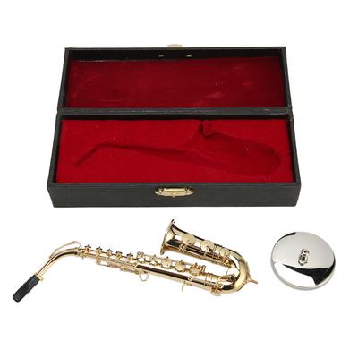 Mini Alto Saxofón Ozdoba Dekorácia Ručne Vyrobený Miniatúrny Saxofón so Stojanom Drobunký Alto Saxofón