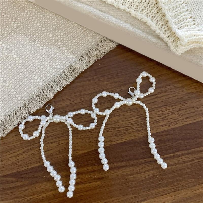 1 Pair Lovely Bowknot Phone Pendant Beaded Keyrings Bag Accessory Elegant Bag Ornament Shoe Pendant for Any Occasion