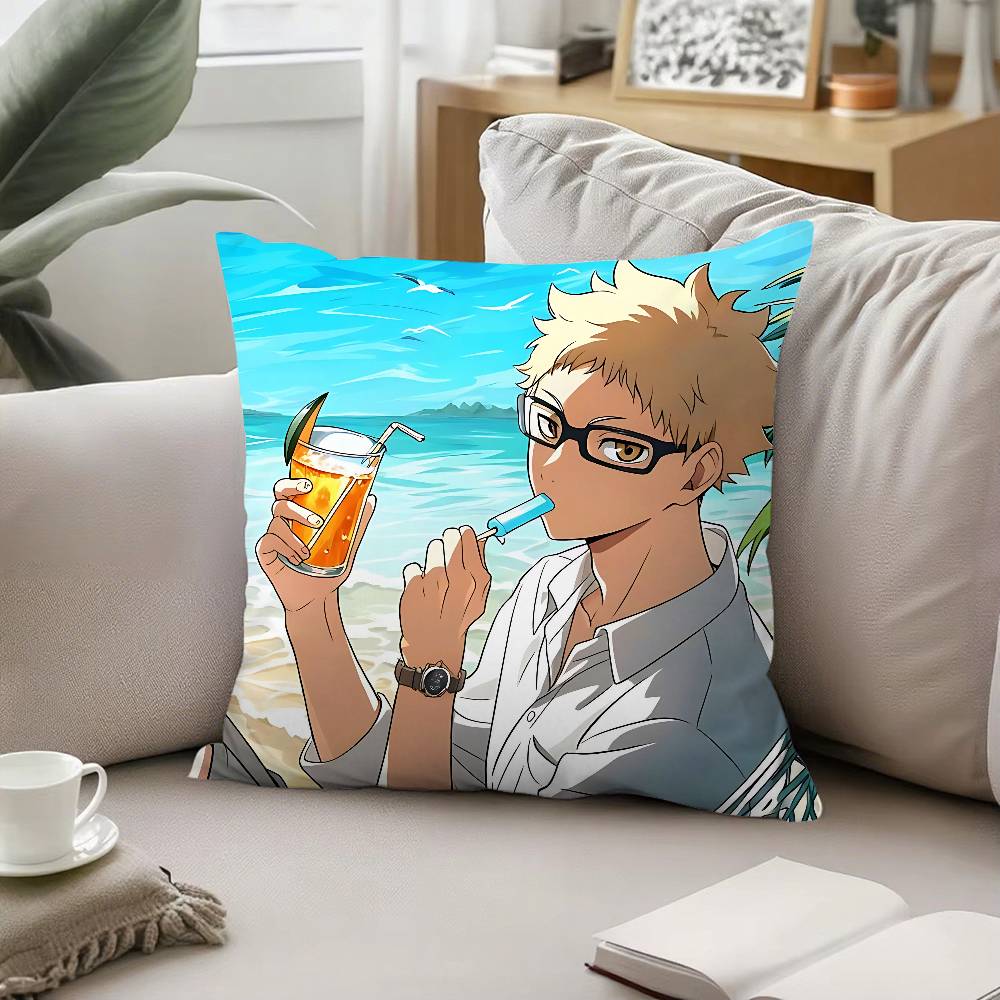 Cartoon Kei Tsukishima Throw Pillow Covers Pattern Cushion Cover Suitable For Sofa Bedroom Car Pillow Cover