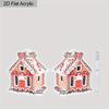 2D Flat Candy Cane House Dangle Earrings, Lightweight Acrylic Material, Suitable for Women, Ideal for Party Gifts, Jewelry, and Christmas Gifts.