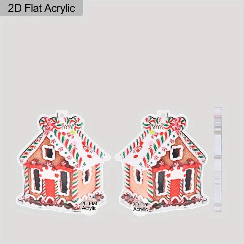 2D Flat Candy Cane House Dangle Earrings, Lightweight Acrylic Material, Suitable for Women, Ideal for Party Gifts, Jewelry, and Christmas Gifts.