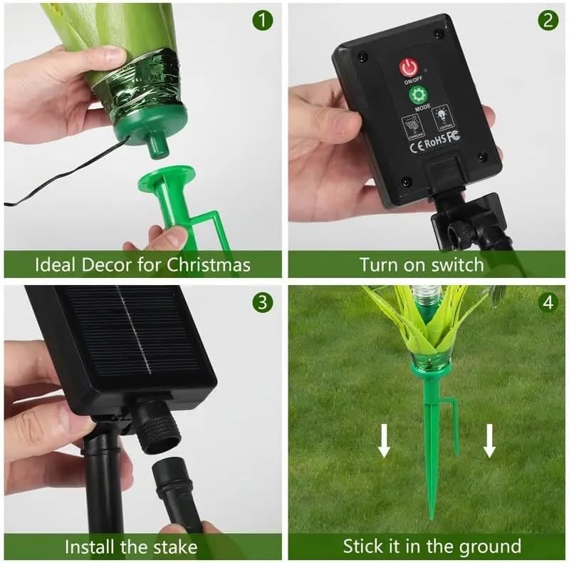 Set of 2 Solar Street Palm Tree Outdoor Garden Recessed Automatic Night Lighting with 8 Modes for Landscape Christmas Decoration Tree Lights, Lights,