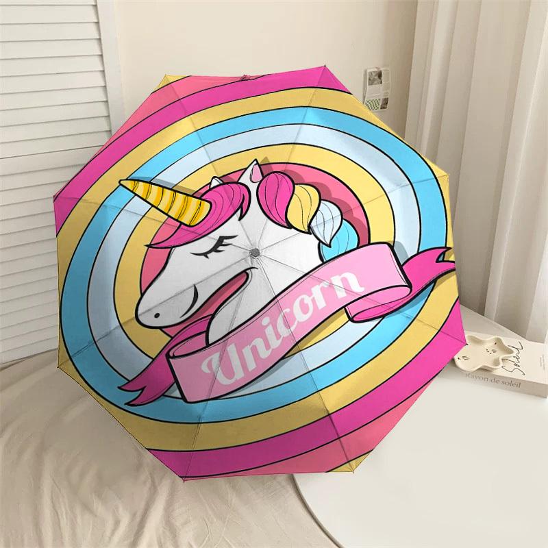 

1PC unicorn Automatic Open/Close Umbrella with Windproof, 8-Rib Sturdy Canopy, Durable Ribs, Fashionable Design1204A