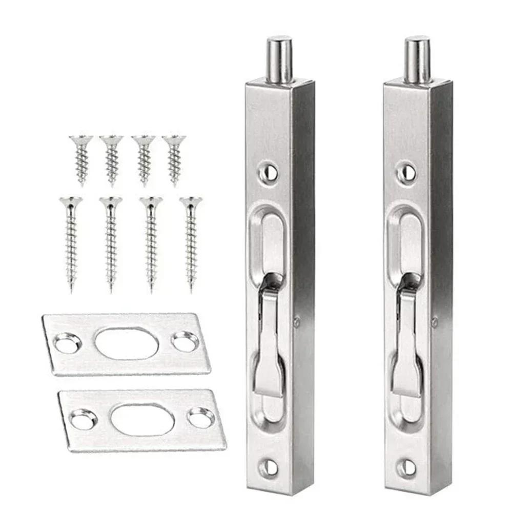 2 Pcs Door Bolt Lock Invisible Bolt Latch Lock Tiandi Concealed Door Latch Stainless Steel Home Safety Anti-theft Hardware