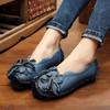 Retro Ballet Flats Women's Luxury Designer Genuine Leather Shoes Ladies Autumn Thick Cushion Loafers Woman Flower Moccasins
