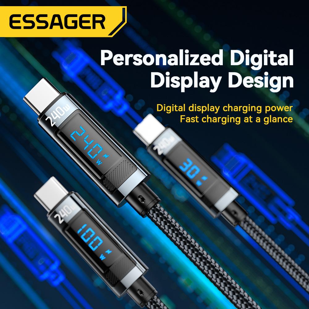Essager 240W USB Type C To USB C Cable 100W PD 3.1 Fast Charging Charger Wire For Macbook Pro Samsung Laptop USBC Cord 2M