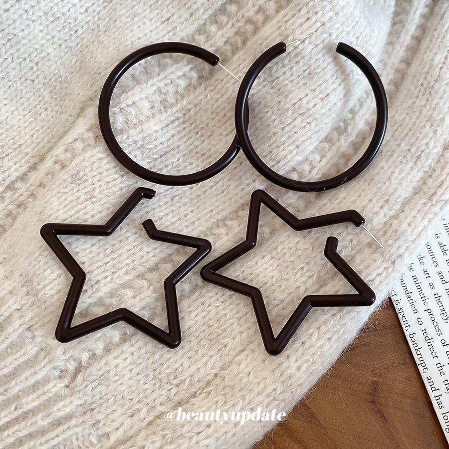 Steel Needle Acrylic Round Star Stud Earrings Casual Simple Daily Commute Versatile Earrings Design Sense Niche Earrings