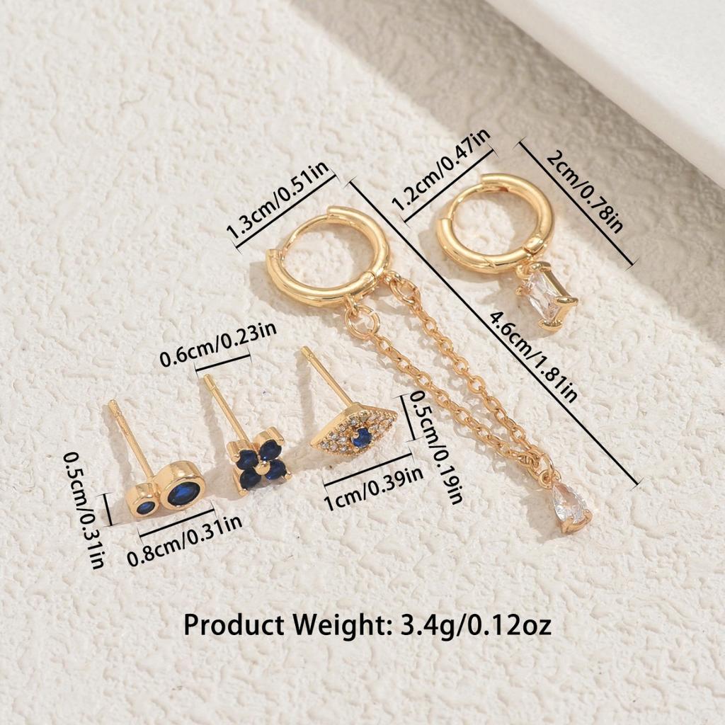 Geometric Hot-selling Korean Version of Women's Earrings Niche High-end Zircon Design Stud Earrings Set Versatile Earrings