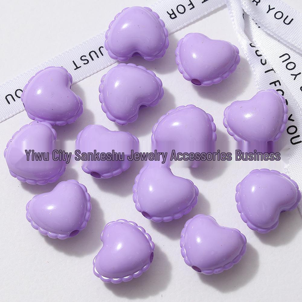 Acrylic Peach Heart Skirt Trim: Glossy Beaded Phone Charm