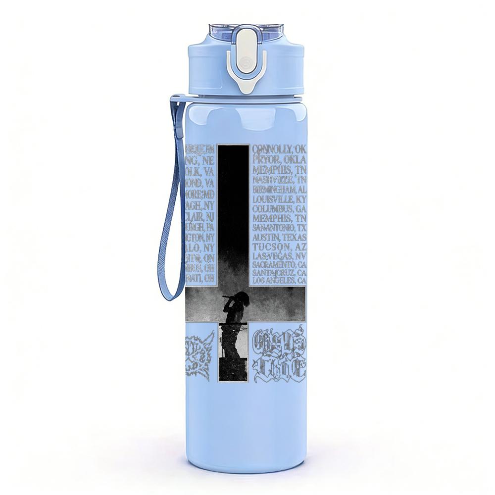 1PC Black Cross Minimalist Line Art Print 750ml Portable Sports Water Bottle Leakproof Gym Outdoor Travel Drink Cup