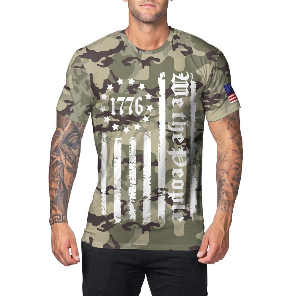 Flag Pattern 3D Digital Printing Men's Fashionable Round Neck Short Sleeved T-shirt