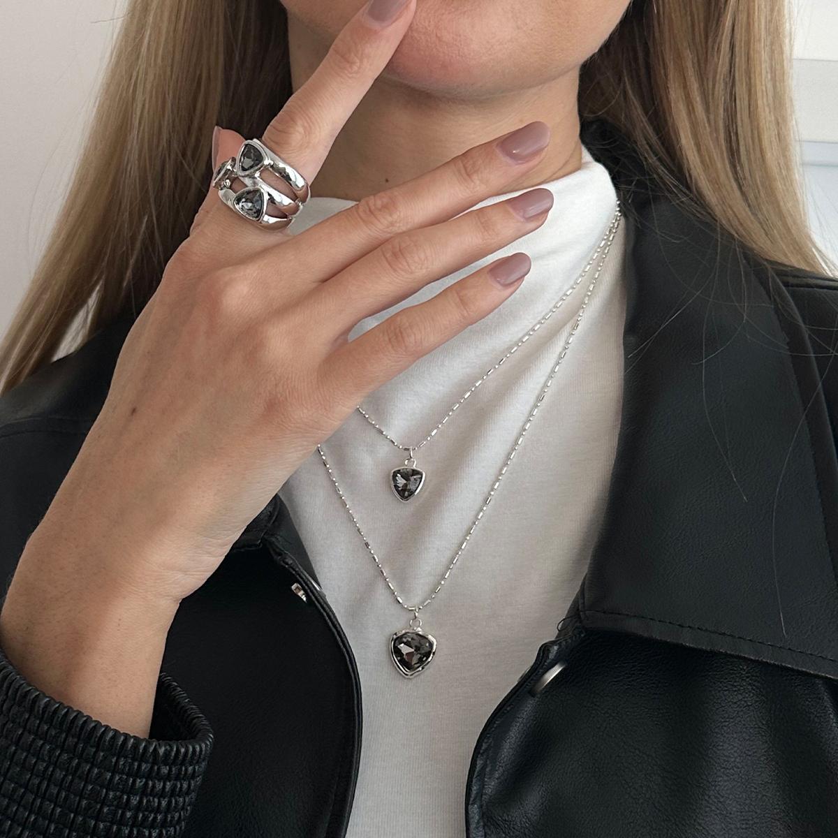 

Ingemark Creative Simple Geometry Acrylic Pendant Necklace Rings for Women 2026 New Trend Irregular Metal Adjustable Jewelry Set