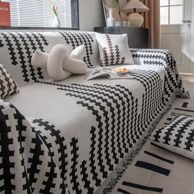Black and White High-Grade Sofa Cover Cloth Four Seasons Universal Sofa Towel Full Covered Non-Slip Cover Cover Cushion Cover Blanket