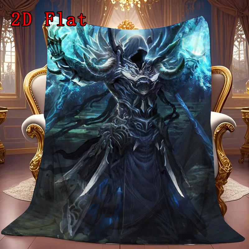 Death Knight 2D Flat Pattern Flannel Blanket High quality All Seasons Warmth and Comfort Perfect for Christmas Gifts.MMT0918110