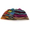 Unisex Winter 2 in 1 Striped Print Double Layer Neck Scarf Beanie Cap Turban Hat