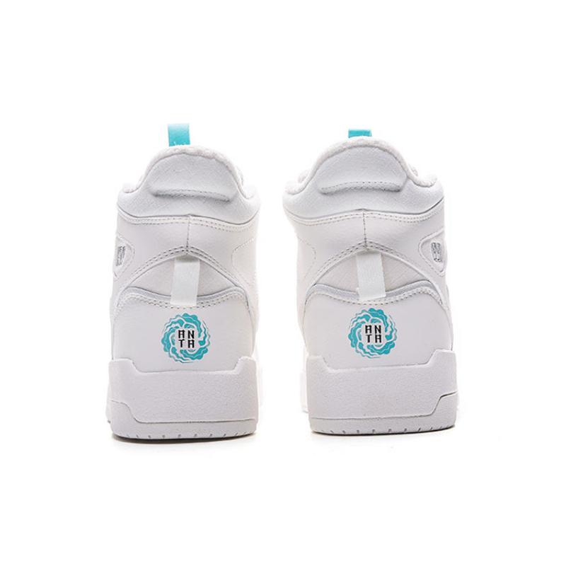 Anta Life Collection High-Top Skateboard Shoes Women's White Blue Sneakers 122048050-3