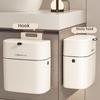 Wall-Mounted Bathroom Trash Can with Lid – Large Square Hanging Wastebasket for Toilets