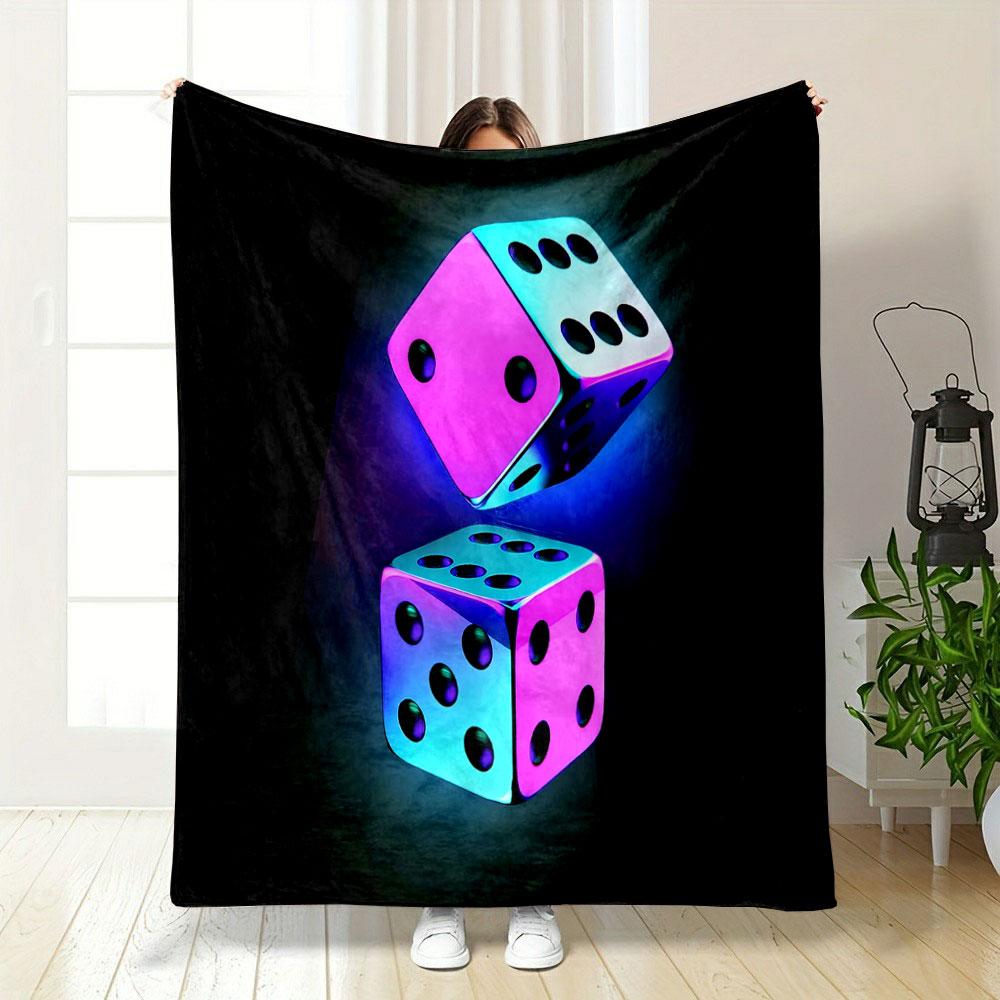 Neon Glow Dice Design print blanket soft and cozy perfect for the living room bed sofa or a nap,gift