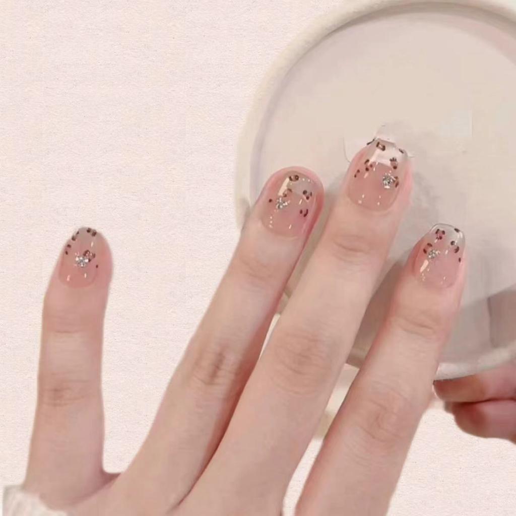 Pure Hand-made Phototherapy Wearable Manicure Playful Leopard Print Finished Reusable Patch