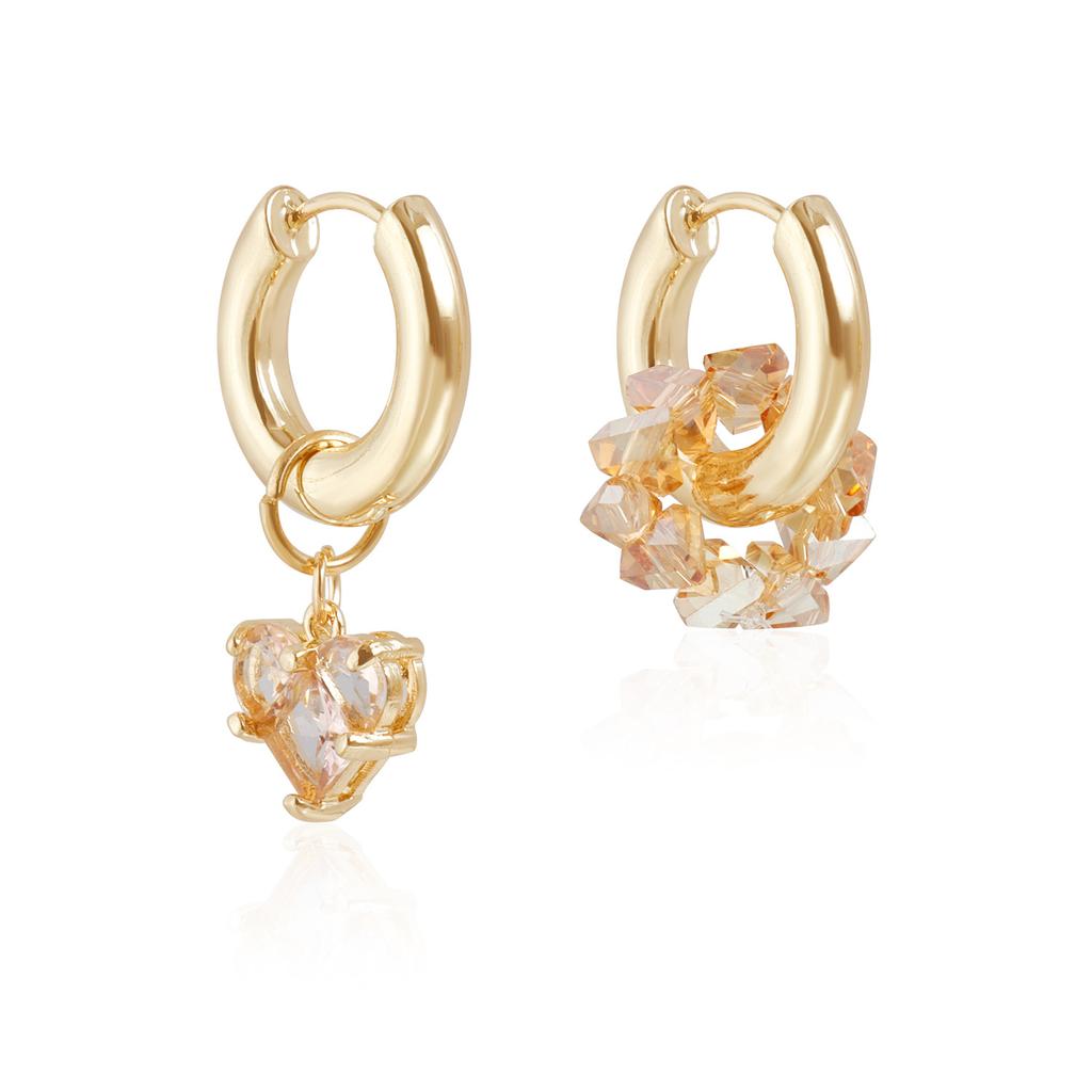 Geometric Love, Crystal Fringed Asymmetrical Sexy Ear Buckles Ins Light Luxury Earrings Earrings